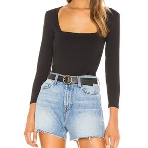 FREE PEOPLE Intimately Square Neck Black Bodysuit